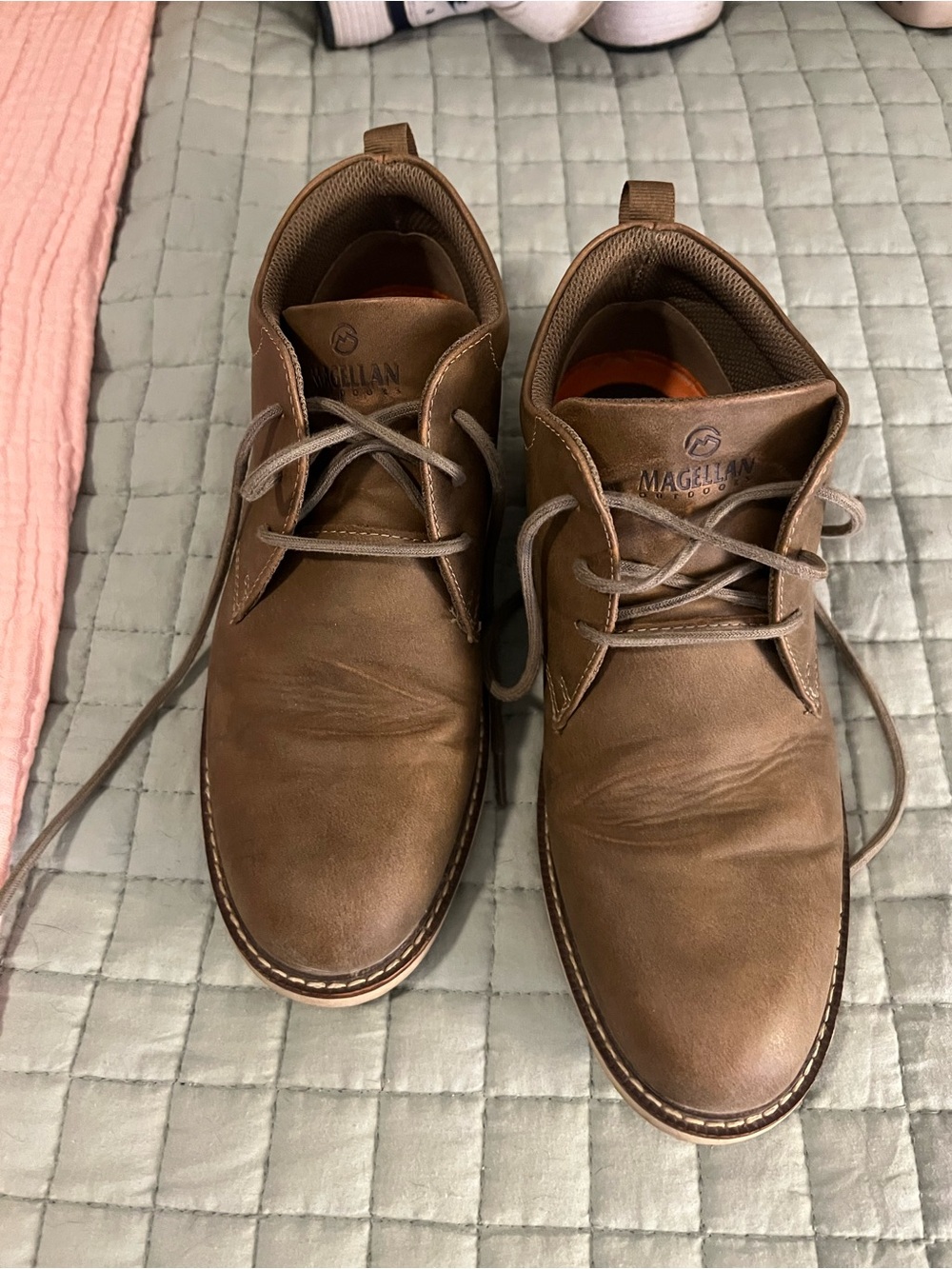 Magellan Outdoors Men's Brown Leather Lace-Up Chukka Boots